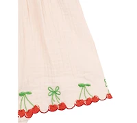 Rare Editions Baby Girls Cotton Cherry Embroidered Romper
