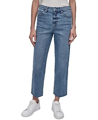 Dkny Jeans Women's High-Rise Classic Straight-Leg Raw-Hem