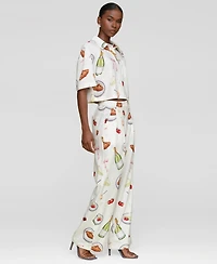 Avec Les Filles Women's Printed Button-Front Camp Shirt