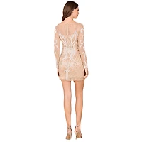 Lara Women's Long Sleeve Cocktail Dress with V-Neckline