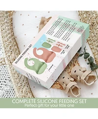 Sperric Toddler Silicone Feeding Set Led Weaning Utensils, Silicone Bibs Feeding Cups Smooth Waterproof Material For Practical Eating, Set of 8