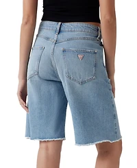 Guess Women's Kai High-Rise Wide-Leg Raw-Hem Shorts