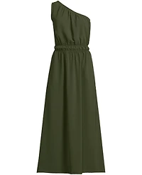 Lands' End Women's Creaseless One Shoulder Midi Dress