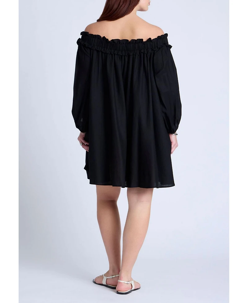 Eloquii Women's Ruffle Neckline Mini Dress