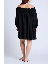 Eloquii Women's Ruffle Neckline Mini Dress