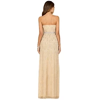 Lara Women's Strapless Beaded Gown with Slit - Outlet