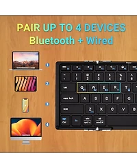 Foldable Bluetooth Keyboard, BK05S Folding Wireless Portable Keyboard, Pair Up to 4 Devices, Usb-c Rechargeable, Slim and Compact