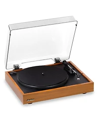 Electrohome Montrose Vinyl Record Player 2-Speed Belt-Drive Turntable, with Audio-Technica Stylus, Speed Control Motor, Built-in Preamp, Wood Plinth,