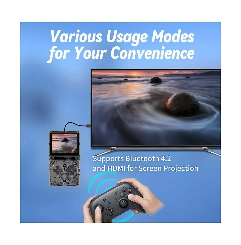 RG35XXSP Flip Portable Retro Handheld Game Console, 3.5 Inch Ips Screen Linux System with 128G Tf Card 5G WiFi Bluetooth Hdmi