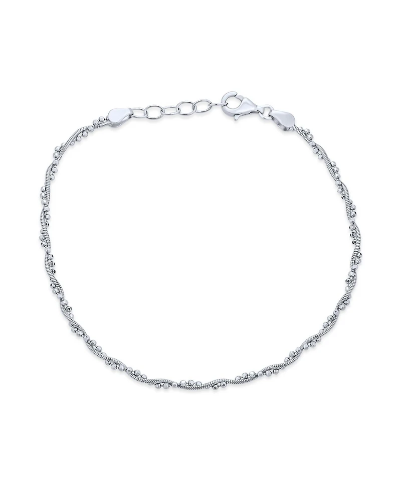 Bling Jewelry Twisted Bead Snake Chain Anklet Ankle Bracelet Sterling Silver 9-10"