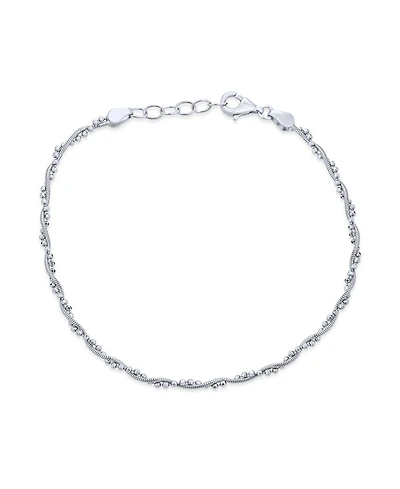 Bling Jewelry Twisted Bead Snake Chain Anklet Ankle Bracelet Sterling Silver 9-10"