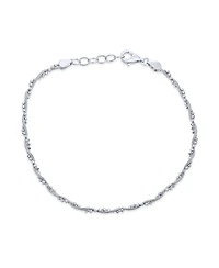 Bling Jewelry Twisted Bead Snake Chain Anklet Ankle Bracelet Sterling Silver 9-10"