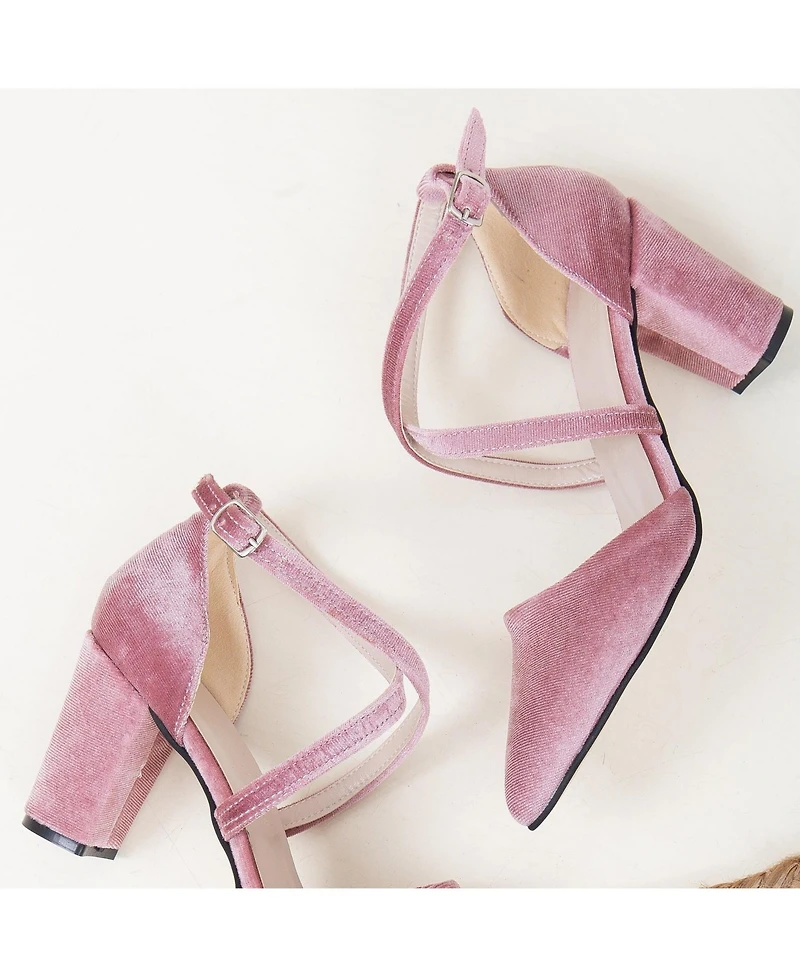 Sina Criss Cross High Block Heels