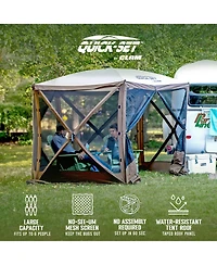Clam PortableCanopy Shelter, Brown w/ Clam Quick Set Wind & Sun Panels (3 Pack