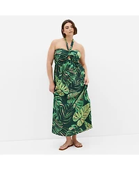 City Chic Plus Peta Palm Maxi Dress