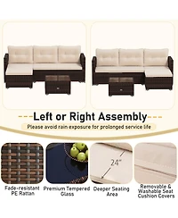 Gymax 4 Pcs Outdoor Furniture Set w/ 32'' Fire Pit Table & Propane Tank Cover