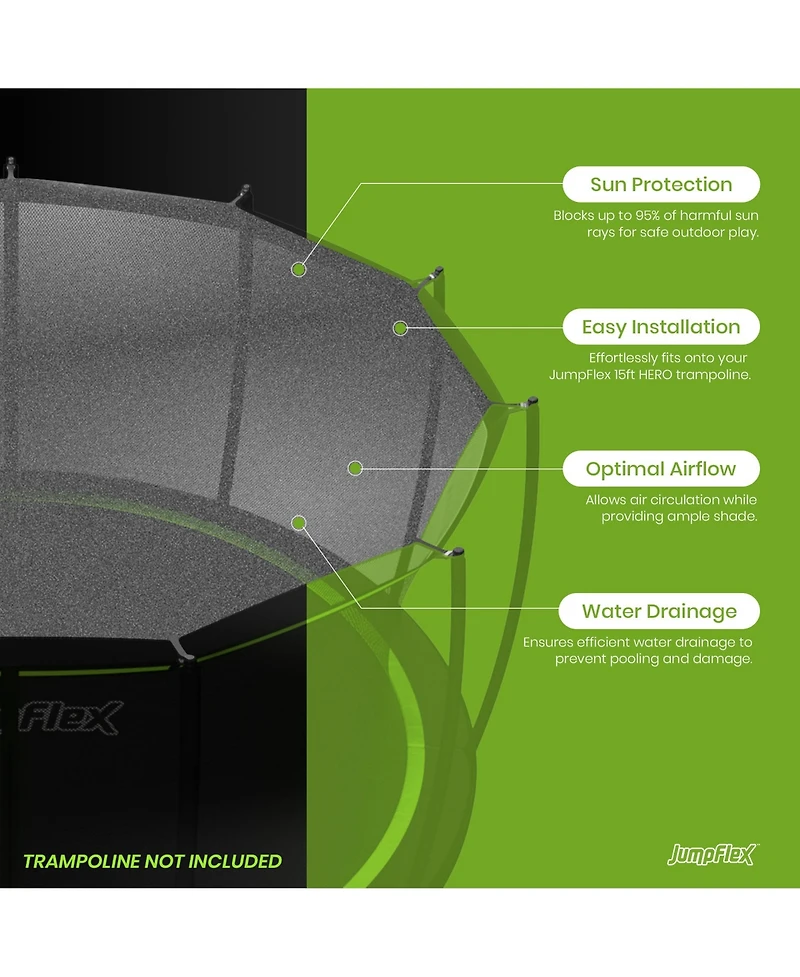JumpFlex Smartshade Hero 15' Trampoline Canopy Cover, Trampoline Not Included