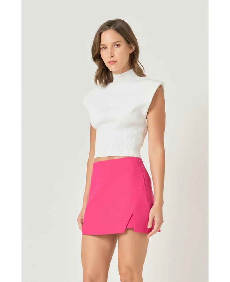 endless rose Women's Mock Neck Padded Knit Top