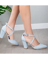Sina Criss Cross High Block Heels