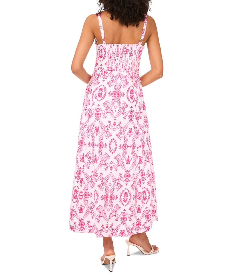Msk Women's Printed Square-Neck Sleeveless Maxi Dress