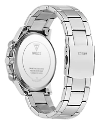 Guess Men's Multifunction Silver Tone Stainless Steel Watch, 44mm