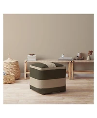 Cotton Striped Pouf Ottoman for Living Room and Bedroom Seating