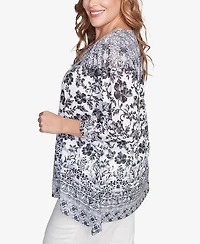 Ruby Rd. Plus Floral Ombre Border Sublimation Knit Top