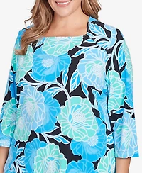Ruby Rd. Plus Bold Poppies Envelope Neck Top