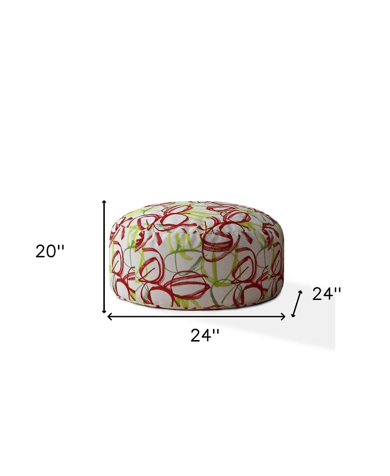 Cotton Round Abstract Pouf Ottoman for Living Room and Bedroom Seating