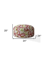Cotton Round Abstract Pouf Ottoman for Living Room and Bedroom Seating