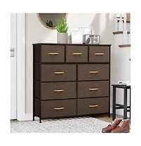 Steel and Fabric 9-Drawer Triple Dresser – Spacious Storage