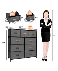 Steel and Fabric 9-Drawer Triple Dresser – Spacious Storage