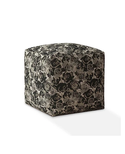 Canvas Pouf Ottoman with Floral Design – Decorative and Comfortable