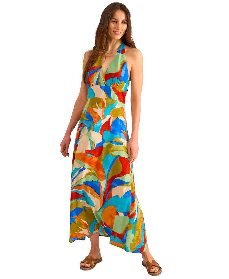 Vince Camuto Women's Leaf-Print T-Back Empire-Waist Dress