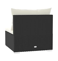 4 Seater Sofa with Cushions Black Poly Rattan