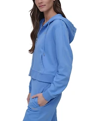 Dkny Sport Women's Cotton-Blend Stud-Logo Full Zip Hoodie