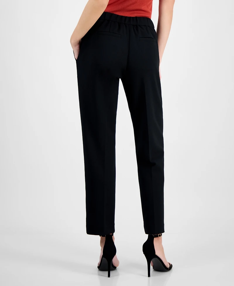 T Tahari Women's Solid-Color Twill Crepe Straight-Leg Pants
