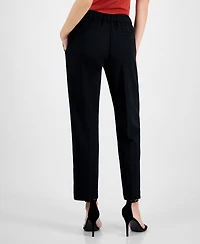 T Tahari Women's Solid-Color Twill Crepe Straight-Leg Pants