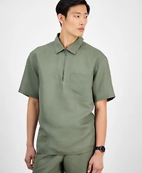 Alfani Men's Quarter-Zip Linen Shirt, Exclusively at Macy's