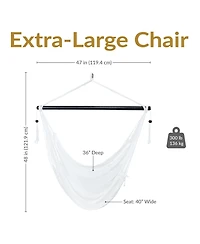 Caribbean Style Extra Large Hanging Rope Hammock Chair Swing for Backyard and Patio