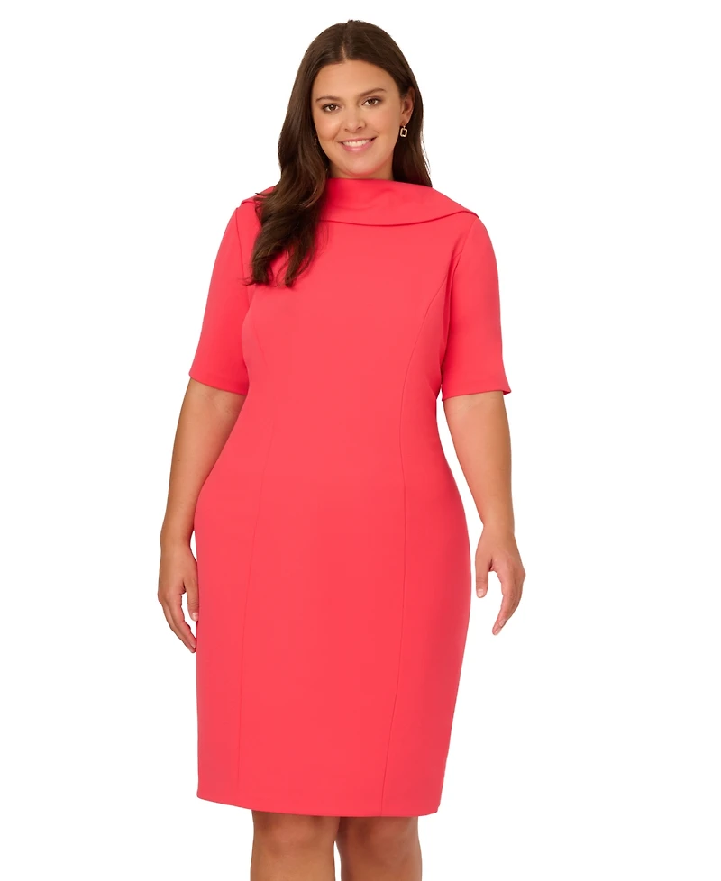 Adrianna Papell Plus Roll-Neck Sheath Dress