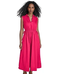 Calvin Klein Women's Cotton Drawstring Sleeveless Midi Dress