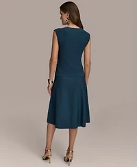 Donna Karan New York Womens Cardigan Cap Sleeve Sweater Midi Skirt