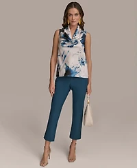 Donna Karan New York Women's Sleeveless Printed Cowlneck Top