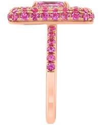 Effy Pink Sapphire (2-1/10 ct. t.w.) & Diamond (1/10 ct. t.w.) Octagon Multi Halo Statement Ring in 14k Rose Gold