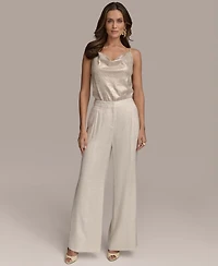Donna Karan New York Women's Linen-Blend Jacquard Wide-Leg Pants, Regular & Petite
