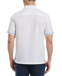Cubavera Men's Linen Blend Embroidery Leaf Button-Down Shirt