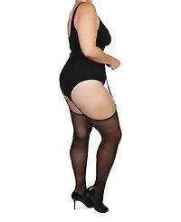 MeMoi Plus Curvy Suspender Lace Trim Pantyhose Mm-2619