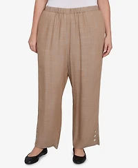 Alfred Dunner Plus Summer Solstice Relaxed Button Detail Pull On Ankle Pants