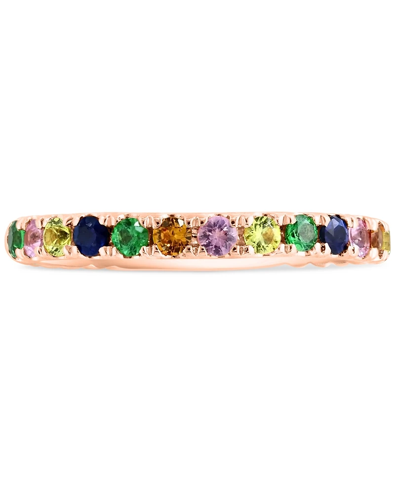 Lali Jewels Multicolor Sapphire (3/8 ct. t.w.) & Tsavorite (1/8 ct. t.w.) Band Ring in 14k Rose Gold